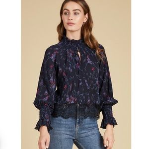 NWT Tanya Taylor Nyssa Lace Hem Blouse